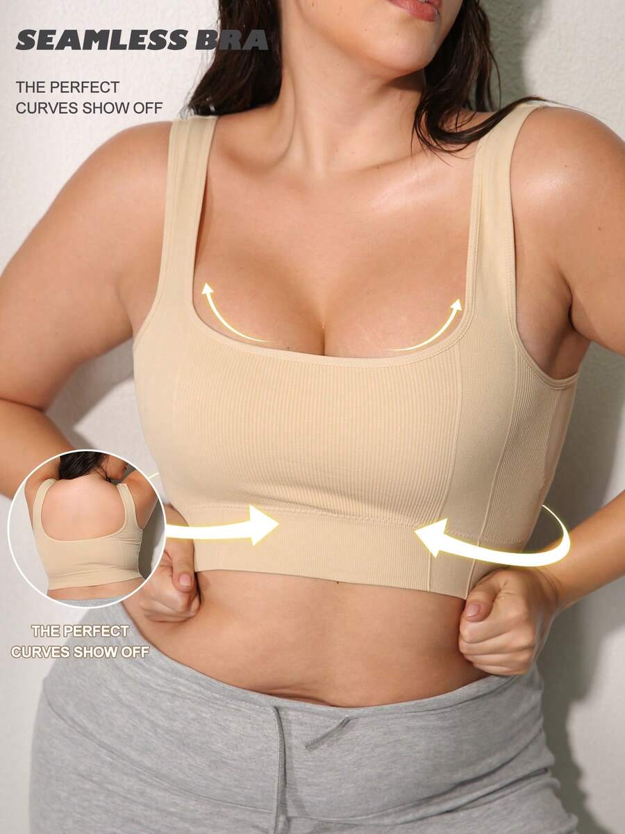 大码女士无缝运动文胸，带可拆卸胸垫，适合跑步、瑜伽和日常穿着。