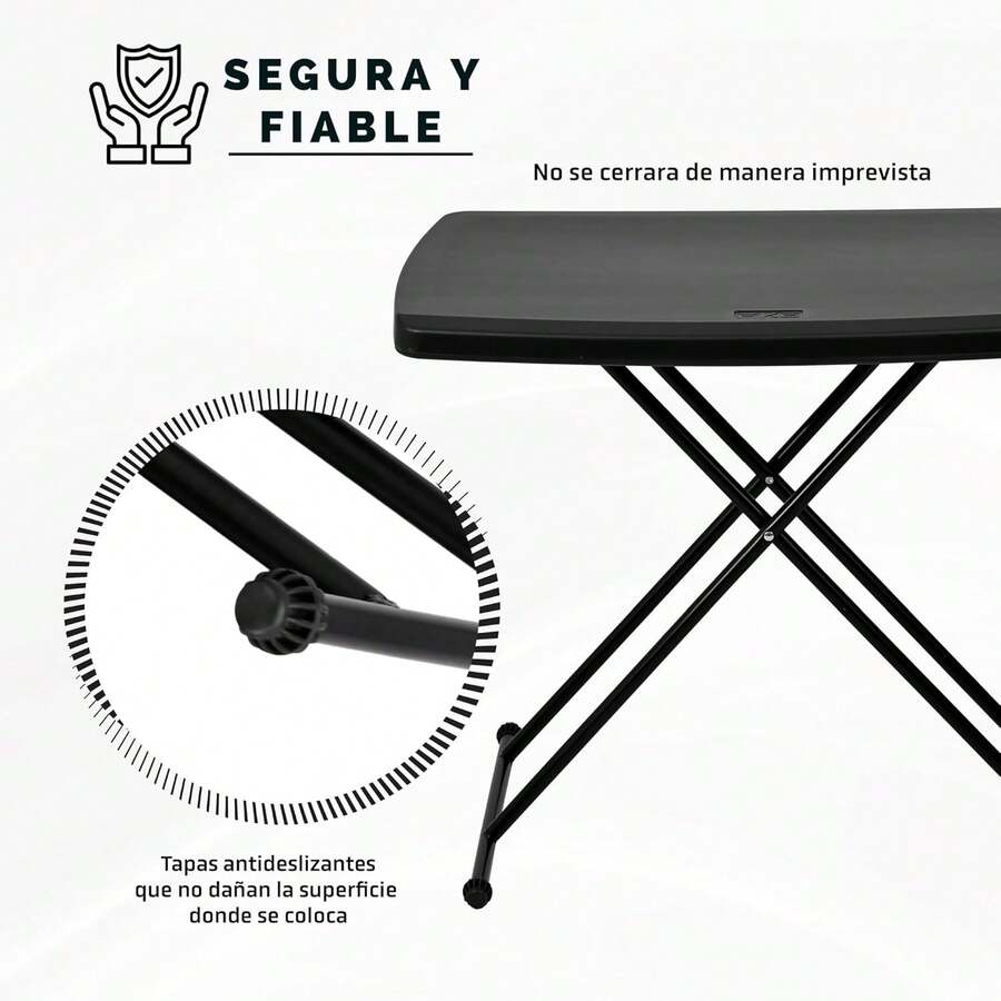 EKE Mesa Tablon Plegable Cuadrado 87 para Exteriores Interiores Reuniones Jardin (Negro) - 1 - Ver 1