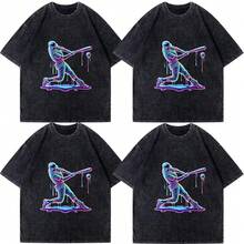 Camiseta de jugador de béisbol con diseño de goteo de helado, regalo novedoso, moda de verano, blusas de manga corta, ropa de vacaciones, camiseta con texto disponible en 5 tamaños, adecuada para todas las 4 estaciones, ropa deportiva lavable, casual para mujeres, multiusos - Negro - Ver 1