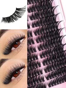 MAANGE 216pcs Cat Eyelash Clusters 60D Individual Lashes 9-18MM Wispy Cluster Lashes Individual Eyelash Thick Cluster Eyelash Extensions D Curl Lashes Clusterslash Clusters,Eyelash Clusters,Individual Eyelashes,Lashes,Fake Lashes - Black - View 2