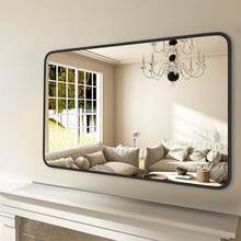 36"X 24" Black Bathroom Mirrors For Over Sink, Vanity Mirror Wall Mounted,Framed Rectangle Mirrors For Living Room Entryway, Anti-Rust, Tempered Glass Hangs Horizontally Or Vertically - 36英寸x24英寸 - 查看 6