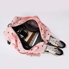 Ubysoyi Travel Duffle Bag 1Pcs Luggage Bag And 1Pcs Makeup Bag Strawberry Floral Travel Bag For Girls Dry Wet Seperation With Shoes Box Lightweight Large Capacity Short Trip Storage Hanbag Shoulder Bag For Women Multifunctional Sports Gym Bag School Bag - Hồng - Xem 4