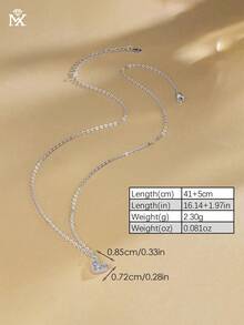 SYMFNY 1 pieza Collar con colgante de corazón de circonita cúbica de plata de ley 925, adecuado para uso diario de mujeres, citas y ocasiones de regalo - Plateado - Ver 4