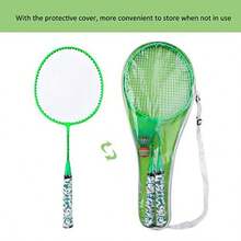 Bewinner1 Juego de Raquetas de bádminton portátil Juego de Deportes de Interior Exterior con 2 Bolas de Entrenamiento liviano para Principiantes Niños Niños Niñas - Verde - Ver 6