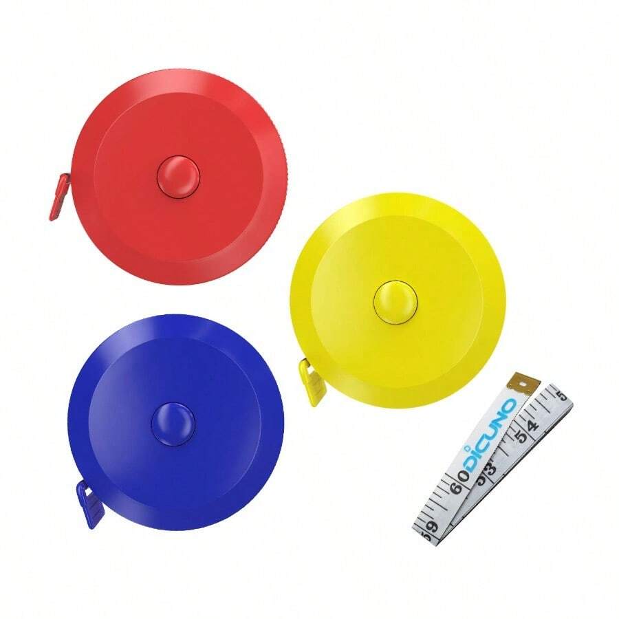 DiCUNO 60-Inch 1.5 Meter Soft and Retractable Tape Measure Medical Body Measurement Tailor Sewing Craft Cloth Dieting Measuring Tape 3 Colors Package with Soft Tape - 3 colores rojo azul amarillo - Ver 1