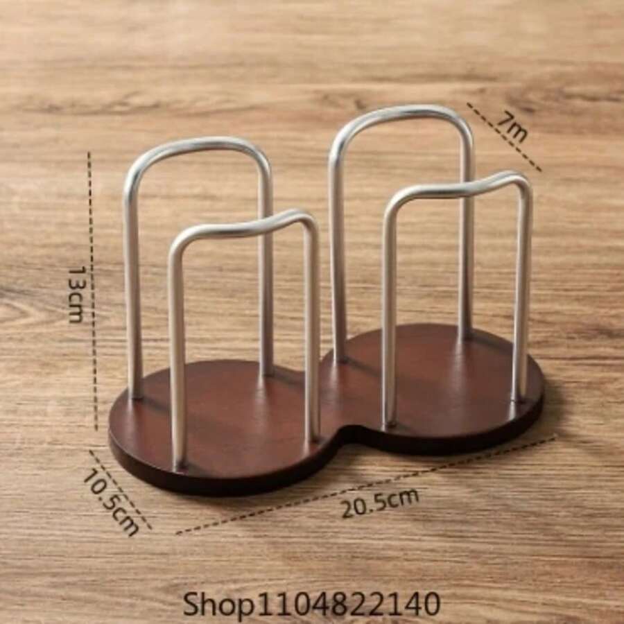 Soporte de almacenamiento de vasos desechables, estante, dispensador de madera para tazas de agua y té con palo más largo, soporte de exhibición de tazas, organizador de suministros - Posición de doble copa - Ver 1