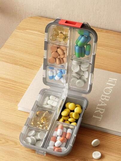 1pc Medicine Box Multi-Compartment Multifunctional Medicine Box Medicine Storage Box Portable Sealed Medicine Box Travel Medicine Box Mini Portable Pill Storage Box Waterproof And Moisture-Proof Travel Medicine Storage Box Weekly Pill Box Medicine Dispenser Pocket Medicine Box. Can Store Vitamins Fish Oil Health Care Products Suitable For Outdoor Camping Hiking Fishing Moisture Prevention Mountain Climbing And Travel
