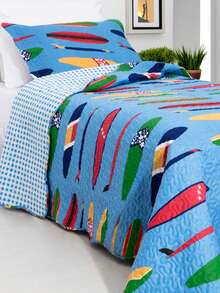 Double-Sided Single Bedspread Set For Children, 2 Pieces - 海灘 - 查看 2