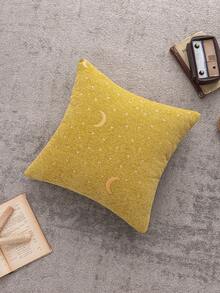 1件/2件装黄色雪尼尔提花星月图案装饰抱枕套，波西米亚风格靠垫套，适合斋月、客厅、卧室及所有季节使用。 - 黃色 - 查看 1