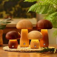 Adjustable Mushroom Shaped Desk Lamp, Touch Control Design, Smart 3-Color Mushroom Lamp, Portable Wireless Smart Light, USB Rechargeable Battery, Dimmable, Birthday Gift Nightlight - Multicolor - View 2