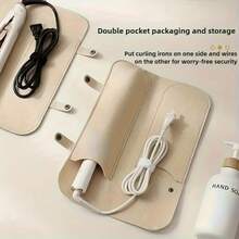 旅行便捷包 - 卷发棒收纳、眼镜收纳、隔热杯垫、美发化妆工具收纳包 - 带隔热垫的旅行毛毡化妆包，适用于卷发棒、直发器和直板夹，包括吹风机和造型工具，可收纳直发梳 | 实用设计 | 隔热，非常适合旅行和外出，毛毡隔热设计 - 彩色 - 查看 2