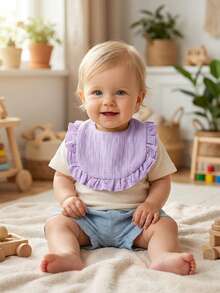 4pcs/Set Candy Color Pure Cotton Ruffle Gauze Cute Baby Bibs, Suitable For Daily Use - Multicolor - View 4