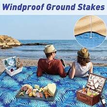 PY SUPER MODE Picnic Blankets Extra Large Waterproof Foldable Outdoor Beach Blanket Oversized 83x79 Sandproof 3-Layer Picnic Mat for Camping Hiking Travel Park Concerts Blue Leaves - Hojas azules - Ver 5
