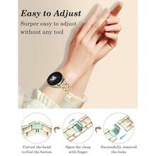 Wearlizer Metal Band Compatible With Samsung Galaxy Watch 7 6 5 4 FE Active 2 40mm 44mm/Watch 6 4 Classic 43mm 47mm 42mm 46mm/Watch 5 Pro 45mm Bands, 20mm Dressy Stainless Steel Chain Strap Women,ChampagneGold - 香檳金 - 查看 4