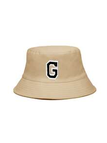 1顶26字母儿童遮阳帽渔夫帽，男女童夏季防晒沙滩帽，休闲日常佩戴，徒步旅行，旅行 - 卡其色 - 查看 7