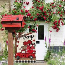 30.48 X 45.72 Cm Double-Sided Heart Truck Valentine's Day Garden Flag, Anniversary Rustic Yard Outdoor Decor - Red - View 6