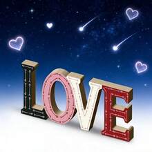 1 Piece Of Putuo Decor Wooden Love Sign, Valentine's Day Tabletop Decoration, Farmhouse Bedroom And Living Room Decoration, No Battery Required, No Feathers, Ideal Gift For February 14th, Suitable For Decoration On Festivals Such As Valentine's Day, Ramadan, New Year, Etc., The Best Holiday Gift - Multicolor - View 2