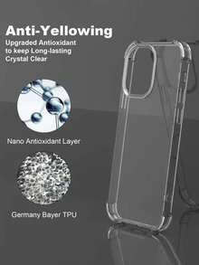 2.8mm TPU Transparent Air Cushion Anti-Fall Phone Case Compatible With Iphone 17/17 Pro/17 Pro Max/16/16 Pro/16 Pro Max/11/12/13/14 Pro Max/XS/XR/11 Pro/11 Pro Max/12 Pro/12 Pro Max/13 Pro/13 Pro Max/7 Plus/14 Pro/14 Pro Max/14 Plus/7 Plus/8 Plus/8/SE2, Minimalist & Personalized Phone Protective Cover - Clear - View 3