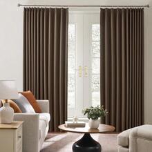 Brown Blackout Curtains 96 Inches Long,Soft Polyester Faux Silk Floor Length Pinch Pleats Panels Drapery For Bedroom, Living Room, Office, Hotel, 40" W X 96" L, Set Of 2, Dark Chocolate - Brown + 40"W X 96"L (Pack Of 2) - View 4