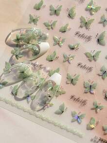 1 szt. błyszczące zielone motyle, wyjątkowe zwierzę, owad, monarcha, lot, naklejki na paznokcie, 5D, zdobienie paznokci, natura, urzekające, eteryczne, samoprzylepne paznokcie, dla kobiet, wyrafinowane, DIY, naklejki do manicure - Wielokolorowe - Zobacz 1