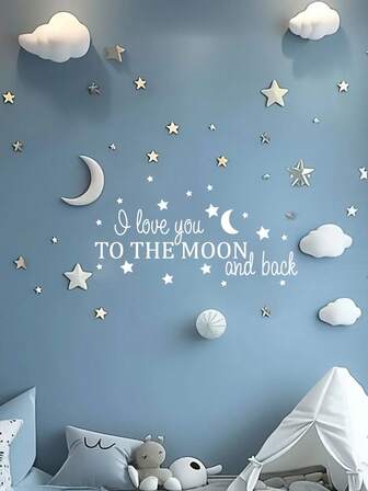 1 pieza Pegatinas decorativas románticas de estrellas y lunas, adecuadas para decoración diaria y decoración de fiestas
