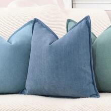 1pc Textured Chenille Pillow Cover, Super Soft Decorative Throw Pillow Case, Bohemian Style Cushion Cover, Modern Home Decor For Sofa And Bedroom - Dark Blue - View 4