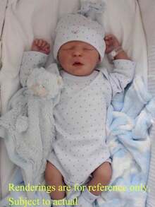 18inch Reborn Baby Doll Realistic Sleeping Newborn Doll With Flexible 45cm 3D-Painting Skin Tone And Veins Premie Cloth Body Baby Toy Alive - Azul y blanco - Ver 1