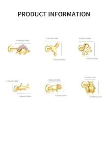 1件S925纯银鼻钉，14k金鲸鱼、鲨鱼、章鱼、恐龙动物系列鼻钉，可爱迷你海洋穿刺骨钉，女士款 - 單隻 - 查看 5