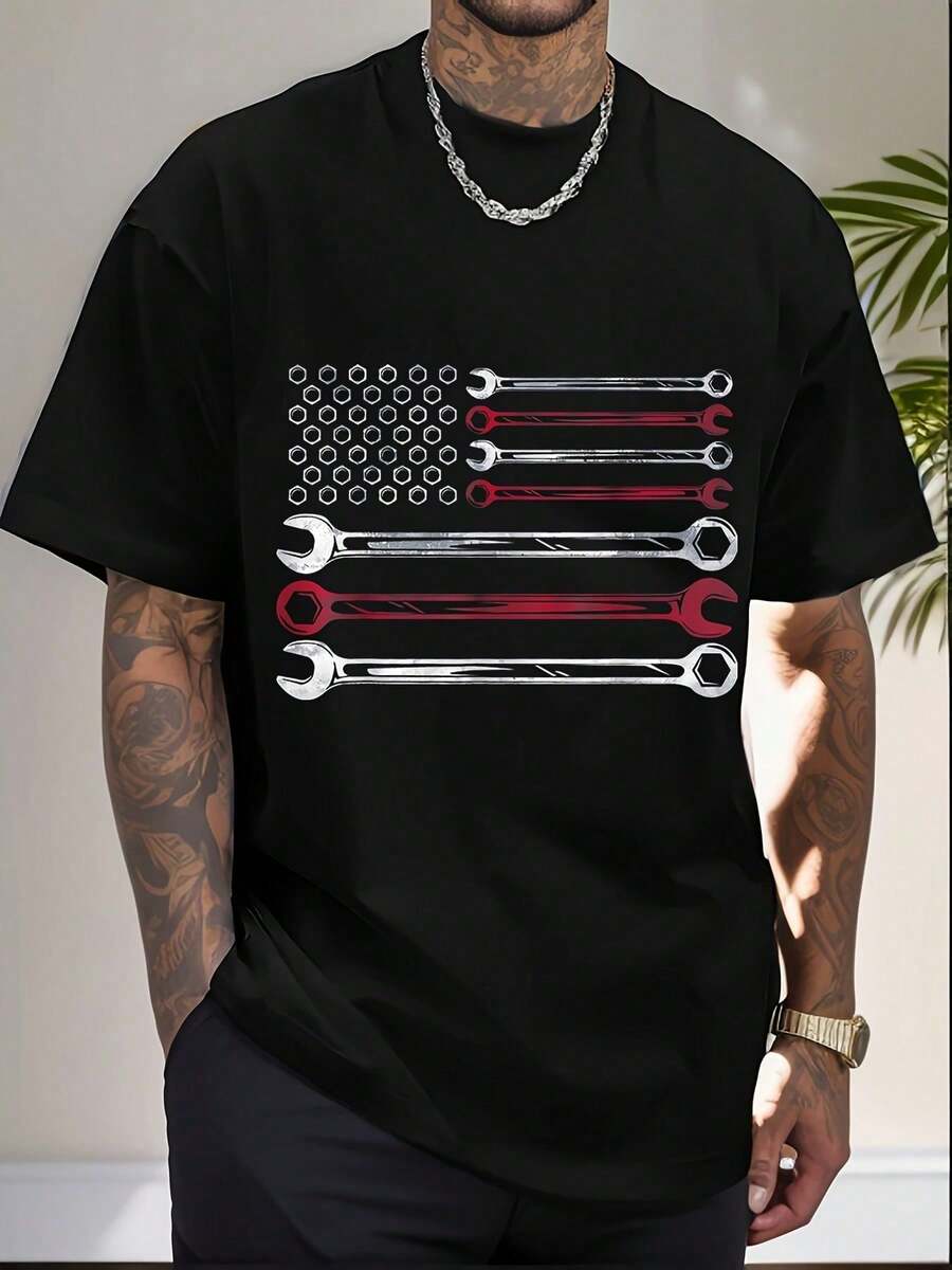 Men's Cotton Casual T-Shirt, PEW PEW MADAFAKAS! Funny Duck Graphic T-Shirt For Men - màu đen - Xem 1