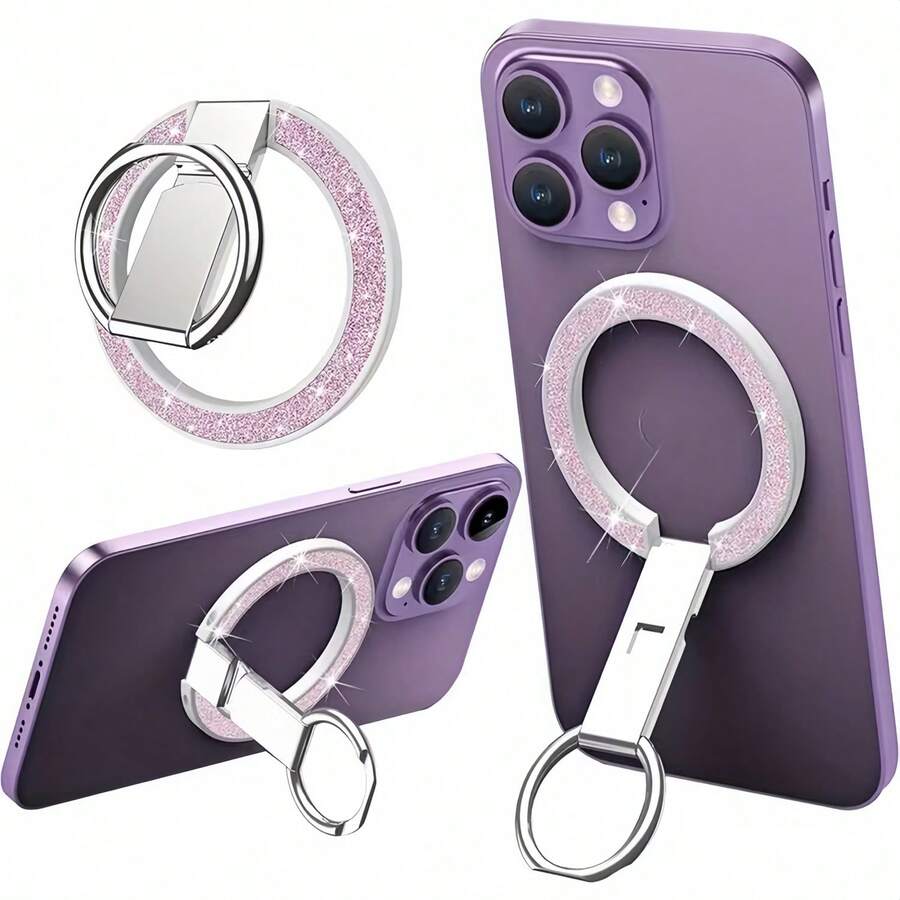 Magnetic Phone Ring Holder - Shiny Multicolor Magnetic Phone Ring Holder, Suitable For Phones, Phone Ring Holder, Phone Accessories | Shiny Phone Holder | Durable Phone Holder, (Comes With 1 Metal Plate, Magnetic Adsorption)