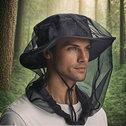 2pcs Portable Outdoor Mosquito Net Hat, Foldable Anti-Insect Head Cover, Fine Mesh Effective Insect Protection, Breathable Reusable, Fits Various Hats/Headwear, Suitable For Camping, Fishing, Hiking, Gardening, Hunting And Other Outdoor Activities, Lightweight Outdoor Gear, Fits Most Hats, Unisex, Easy To Clean