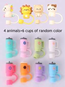 1pc Cup Accessories Set: Customized Straw Lid, Straw Sleeve, 10mm Straw Plug - Multicolor - View 7