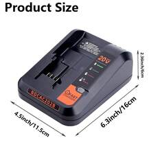 BDCAC202B 2.5A 充电器兼容 Black & Decker 12V MAX 和 20V 电池 LBXR20 LBXR2020 LBX4020 LBX20 LBD1520S，兼容 Black & Decker 20V MAX 锂电池充电器 - 黑色 - 查看 3