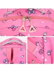 Sanrio 3件套  Melody背包，防水大容量，午餐包/笔袋，多口袋设计，可爱动漫返校必备，情人节/毕业礼物，书包