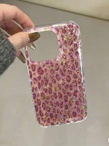 豹纹半透明环氧树脂闪光平面印花时尚简约防震手机壳，兼容 17/17 Pro Max、16/15 XR/7/8、16 Pro Max、13/14/14 Pro Max、11/12/12 Pro Max、XS/XR/7/8/SE2 - 彩色 - 查看 1