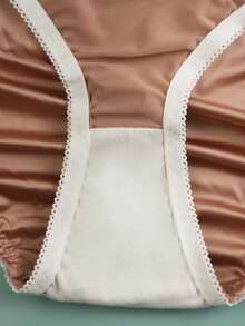 4pcs/Pack Women's Shiny Lace Bikini Panties, Mid-Waist Bow Decor Comfortable Underwear, Suitable For All Seasons - Multicolor - View 3