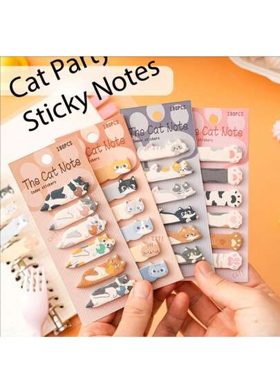 Adhesive Cat Shaped Page Markers Removable Classification Tabs Kawaii Note Pads For Journaling Planners Stationery Lovers Study Essentials