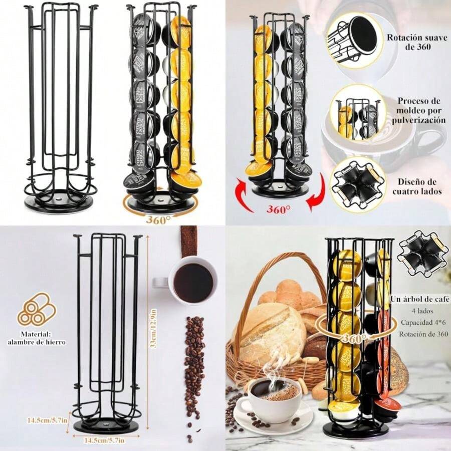 Soporte para Cápsulas de Café, Compatible con Cápsulas Vertuo, Porta Capsulas Café, Capacidad para 24 Cápsulas de Café, Organizador de Mostrador de Cocina para Casa u Oficina (Negro)(default) - Multicolor - Ver 1