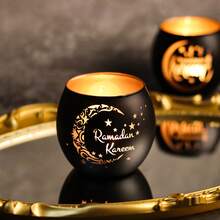 2 Stück Ramadan Kerzenhalter - Ramadan Mond & Stern Dekoration, Ramadan Islamisches Fest Party, Glas Teelichthalter Set, Heim Raum Esszimmertisch Dekoration - Eid Al-Fitr Frühlings Dekor Geschenk (Kerzen nicht enthalten) - Verschiedenfarbig - Übersicht 4