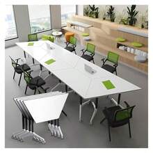 Outdoor TableMesa plegable para sala de conferencias mesa de entrenamiento móvil mesa de conferencias trapezoidal combinable computadora de computadora marco de metal con ruedas modestia y - Sin color - Ver 1