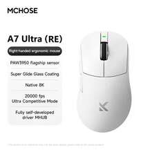 MCHOSE A7 Ultra Wireless Gaming Mouse Pixart3950 High-Precision Sensor Lightweight Design 8000Hz Polling Rate Realtek Master - A7V2 Pro 玫瑰紅 - 查看 11