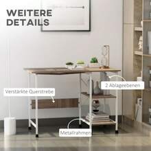 Folding Table, Mobile Desk On Casters, Side Table, MDF, Natural, 107 X 55 X 76 Cm - Apricot - View 4