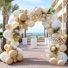 Wedding Season, Garland Arch 135PCS Balloon Set - Gold, Skin Tone, Brown. Suitable For Birthday Parties, Bridal Gift Giving Events, Showers, Anniversaries, Graduations, Carnivals, New Year, Valentine's Day, Background Photography, Home Decoration, Ramadan. - Multicolor - View 7