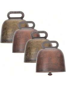 EstiloTotority Campana de Cobre Vaca Caballo Oveja 4 Piezas Cencerro De Metal Cencerro con Mango Cencerros De Vaca para Manualidades Cencerros a Granel Campana De Oveja Cencerro MetálicoVersión mejorada - 1 - Ver 1