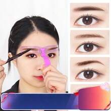 Șablon reglabil pentru modelarea sprâncenelor complete - Șablon pentru sprâncene Slouchy pentru începători, portabil/cu bandă de susținere, set de instrumente de modelare 3D a sprâncenelor cu măsurare simetrică