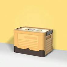 1 pieza Caja de almacenamiento pequeña plegable, diseño a prueba de humedad y ahorro de espacio con tapa abatible de plástico duradero, adecuada para el hogar, maletero del coche, dormitorio, organizador rectangular naranja y azul, estante de almacenamiento para exteriores - Multicolor - Ver 10