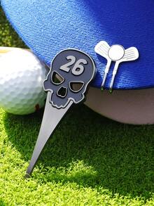Herramienta de divot de golf 1-en-1 - Diseño de calavera - Marcador de bola de golf con clip para gorra - Accesorio duradero para el campo de golf - Regalo ideal para golfistas - Compacto y portátil para uso al aire libre - Herramienta de mantenimiento del campo de golf, herramienta de reparación de golf, accesorios de bolsa de golf, reparación de golf, conjunto de regalo de golf perfecto - Multicolor - Ver 6