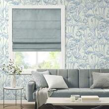 Vinjiasin Papel Tapiz Adhesivo Removible Azul Floral Papel de Contacto Moderno de Loto para Baño Dormitorio Autoadhesivo Removible Hoja de Flores 16.1" x 78.7" - Azul - Ver 7