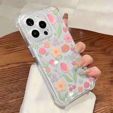 Bonita funda con diseño de flores pastel, compatible con iPhone 16, 15, 14 Pro Max, 13, 12, 11, XR y XS Plus. Fabricada en silicona TPU, ofrece protección contra golpes y caídas, además de una excelente sensación al tacto. Es el regalo perfecto para familiares, amigos y seres queridos. - transparente - Ver 2