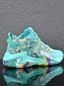 All Season Casual Sports Shoes, Youthful & Dreamy Basketball Shoes, Suitable For Teenagers, Campus Students, Sports & Leisure, Running Shoes, Basketball Shoes, Wear-Resistant & Non-Slip - Green - View 4